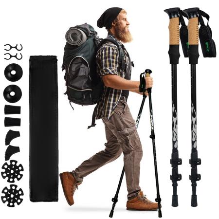 Venta directa de fábrica de bastones de trekking de aleación de aluminio de alta resistencia, versión telescópica, adecuados para montañismo y senderismo. 