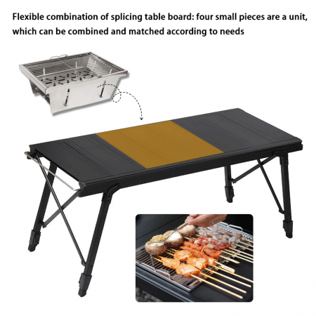 Mesa de camping IGT plegable en forma de X de aluminio ligero y ajustable para exteriores