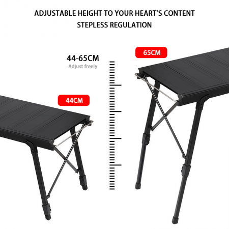 Mesa de camping IGT plegable en forma de X de aluminio ligero y ajustable para exteriores