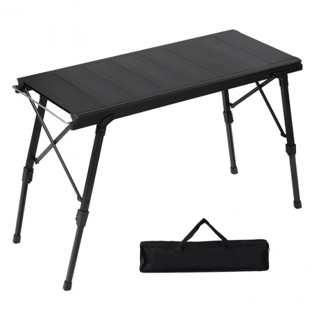 Mesa de camping IGT plegable en forma de X de aluminio ligero y ajustable para exteriores