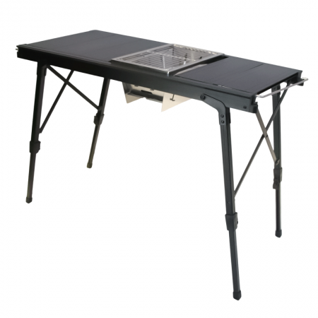 Mesa de camping IGT plegable en forma de X de aluminio ligero y ajustable para exteriores