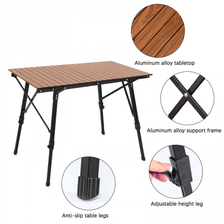 Mesa de playa plegable ultraligera con bolsa de transporte para exteriores, viajes, cocina, picnic y camping. 