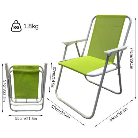 Silla de camping y pesca portátil y fácil de transportar, silla de playa plegable de metal ligera 