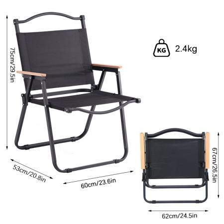 Silla Kermit plegable de diseño moderno y ligero con estructura de madera, ideal para acampar al aire libre. 
