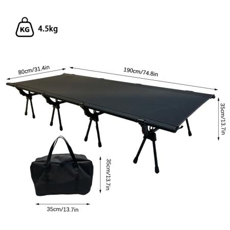 Cama de camping individual plegable portátil para exteriores con estructura de metal de aleación de aluminio ultraligera 