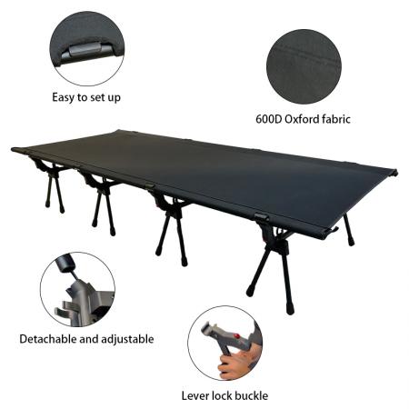 Cama de camping individual plegable portátil para exteriores con estructura de metal de aleación de aluminio ultraligera 