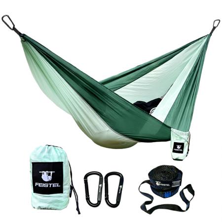 Hamaca ultraligera individual/doble para senderismo y camping al aire libre con 2 correas para árboles.
