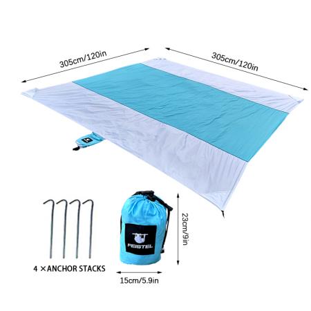 Manta de picnic portátil Family Pack 100% nailon, ideal para acampar, resistente a la arena y compacta para exteriores. 