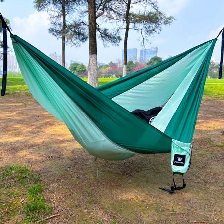 Hamaca ultraligera individual/doble para senderismo y camping al aire libre con 2 correas para árboles.