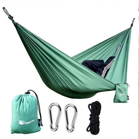Hamaca portátil de tela de nailon resistente para 1-2 personas, ideal para acampar al aire libre y practicar senderismo. 