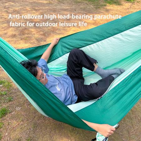 Hamaca ultraligera individual/doble para senderismo y camping al aire libre con 2 correas para árboles.