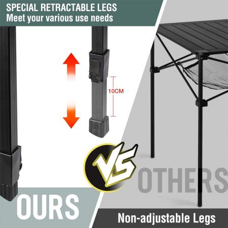 Mesa cuadrada plegable ligera y ajustable para picnics al aire libre, jardines y camping.