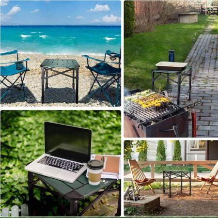 Mesa cuadrada plegable ligera y ajustable para picnics al aire libre, jardines y camping.
