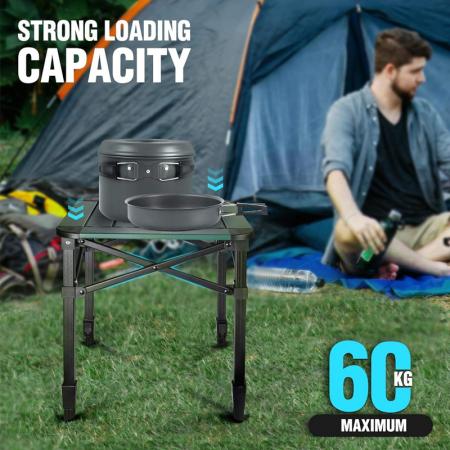 Mesa cuadrada plegable ligera y ajustable para picnics al aire libre, jardines y camping.