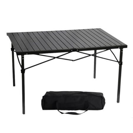 Mesa plegable cuadrada de metal portátil para exteriores, ideal para patio o jardín. 
