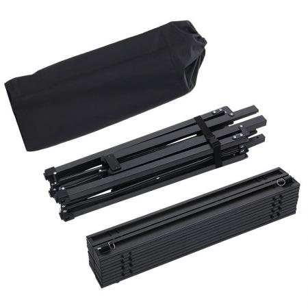 Mesa plegable cuadrada de metal portátil para exteriores, ideal para patio o jardín. 