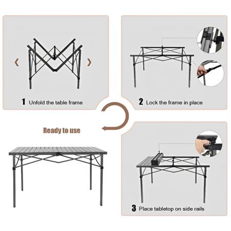 Mesa plegable cuadrada de metal portátil para exteriores, ideal para patio o jardín. 
