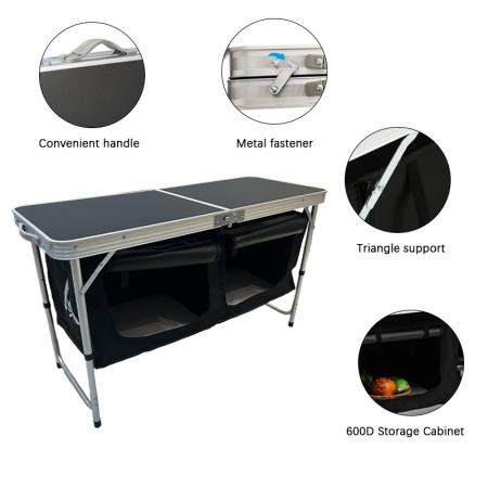 Mesa de cocina plegable portátil para exteriores, fácil de instalar, para camping y picnic. 