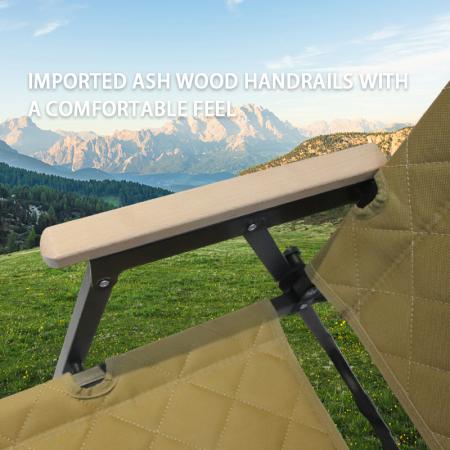 Silla de picnic portátil plegable para jardín y exteriores, estilo Kermit, con pasamanos de madera maciza. 