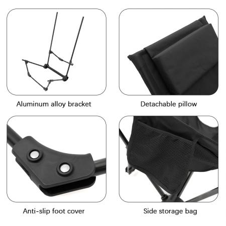 Silla de camping ligera con respaldo alto para exteriores, silla plegable portátil para exteriores con reposacabezas. 
