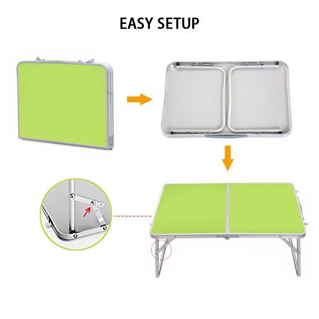 Mesa plegable de aluminio moderna, compacta, ajustable y portátil para exteriores, ideal para picnics y uso portátil.