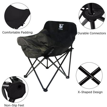 Silla plegable pequeña de camping, silla plegable de playa de acero al carbono