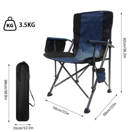 Silla plegable de exterior grande y cómoda con respaldo para viajes en coche y camping.