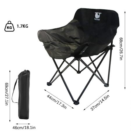 Silla plegable pequeña de camping, silla plegable de playa de acero al carbono
