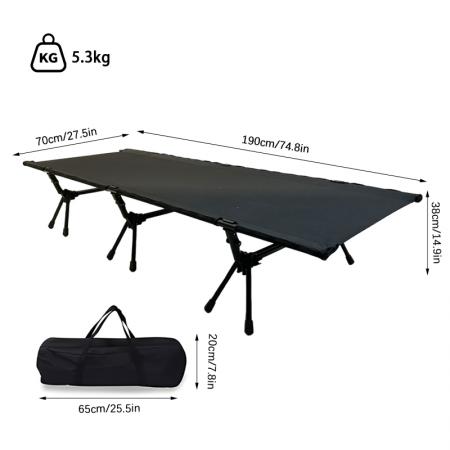 Cama individual plegable ultraligera de aleación de aluminio para exteriores, estilo Oxford moderno, portátil, para camping. 