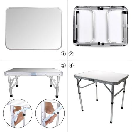 Mesa plegable de aluminio portátil, ligera y ajustable para exteriores 