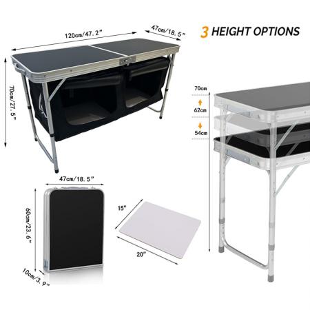 Mesa de cocina plegable portátil para exteriores, fácil de instalar, para camping y picnic. 