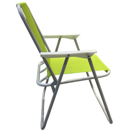 Silla plegable de jardín de hierro portátil y ligera con diseño de red, ideal para acampar o la playa. 