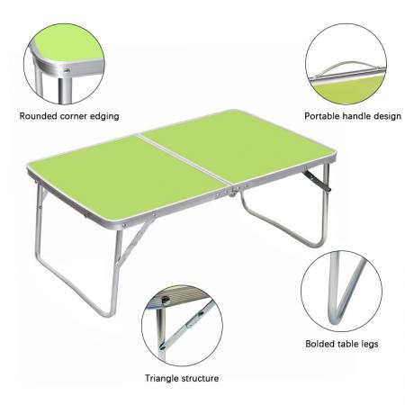 Mesa plegable de aluminio moderna, compacta, ajustable y portátil para exteriores, ideal para picnics y uso portátil.