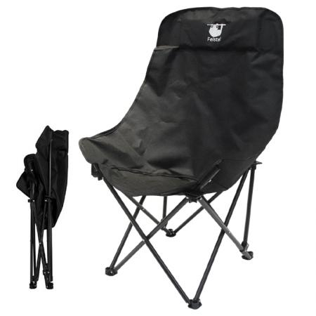 Silla de camping plegable grande con respaldo alto, cómoda y cómoda para exteriores.