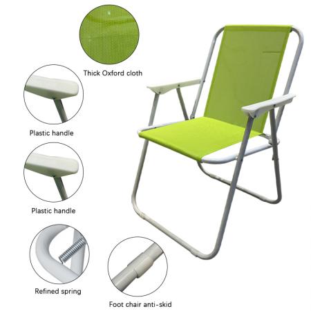 Silla plegable de jardín de hierro portátil y ligera con diseño de red, ideal para acampar o la playa. 