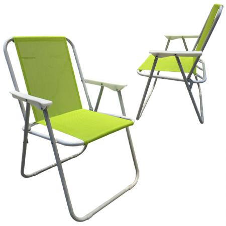 Silla plegable de jardín de hierro portátil y ligera con diseño de red, ideal para acampar o la playa. 