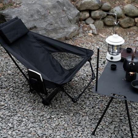 Silla de camping ligera con respaldo alto para exteriores, silla plegable portátil para exteriores con reposacabezas. 