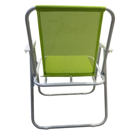 Silla plegable de jardín de hierro portátil y ligera con diseño de red, ideal para acampar o la playa. 