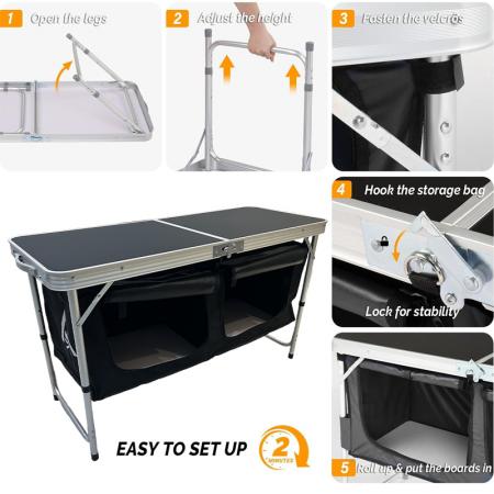 Mesa de cocina plegable portátil para exteriores, fácil de instalar, para camping y picnic. 
