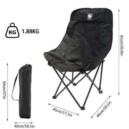 Silla de camping plegable grande con respaldo alto, cómoda y cómoda para exteriores.