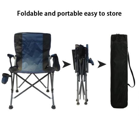 Silla plegable de exterior grande y cómoda con respaldo para viajes en coche y camping.