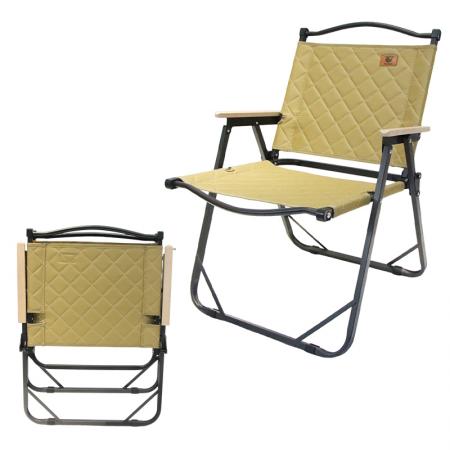 Silla de picnic portátil plegable para jardín y exteriores, estilo Kermit, con pasamanos de madera maciza. 