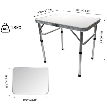 Mesa plegable de aluminio portátil, ligera y ajustable para exteriores 