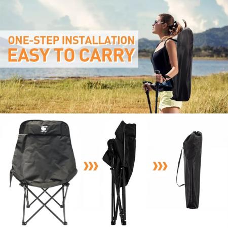 Silla de camping plegable grande con respaldo alto, cómoda y cómoda para exteriores.