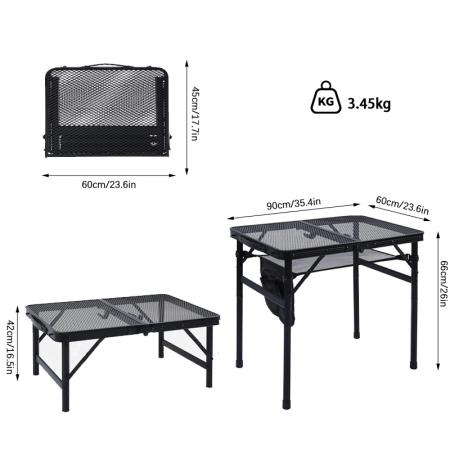 Mesa plegable de aluminio para exteriores con tablero de malla, mesa de picnic portátil para barbacoa, OEM/ODM 