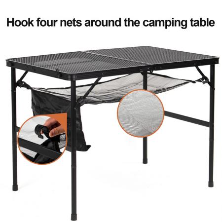 Mesa plegable de aluminio para exteriores con tablero de malla, mesa de picnic portátil para barbacoa, OEM/ODM 