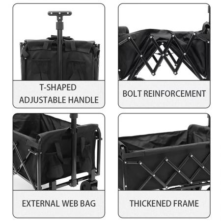 Carro plegable utilitario de alta resistencia con estructura de acero inoxidable para jardín, fabricado por OEM y personalizado.