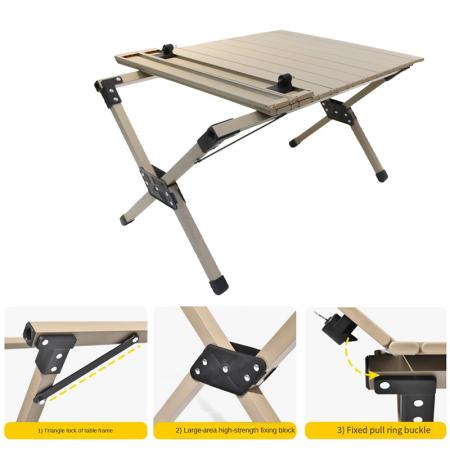 Mesa plegable de aluminio macizo 7075 para rollos de huevo, ideal para autocaravanas y camping. 
