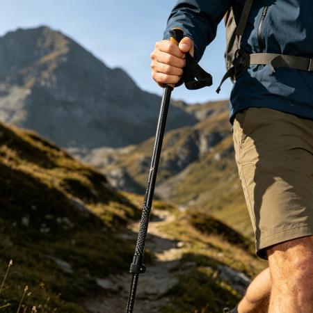 Bastón de carbono para correr, ultraligero, plegable, deportivo, para senderismo, trekking y escalada. 