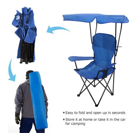 Muebles de exterior al por mayor, accesorios de camping, silla de playa plegable y ligera para pesca con portavasos y parasol.